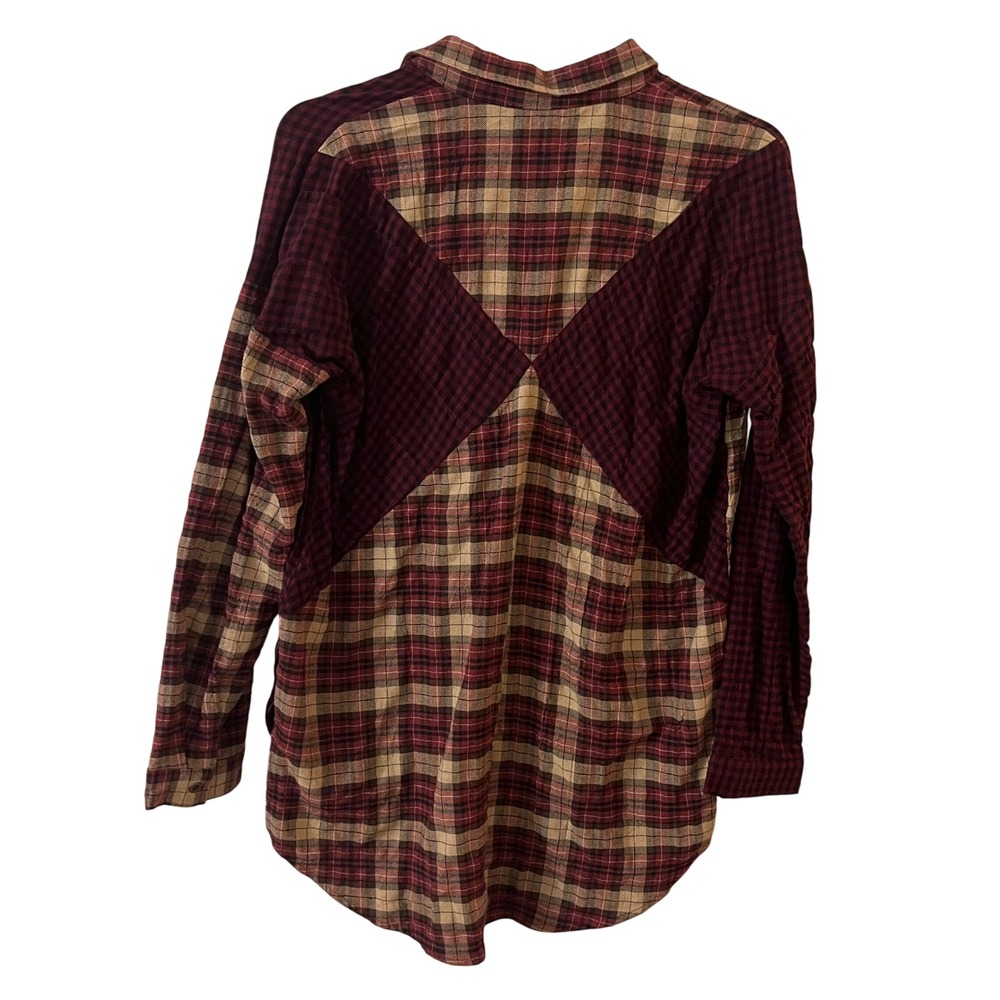 Mystree Jayne Plaid Contrast Long Sleeve Button Up Shirt Women Medium NWT - Picture 9 of 12